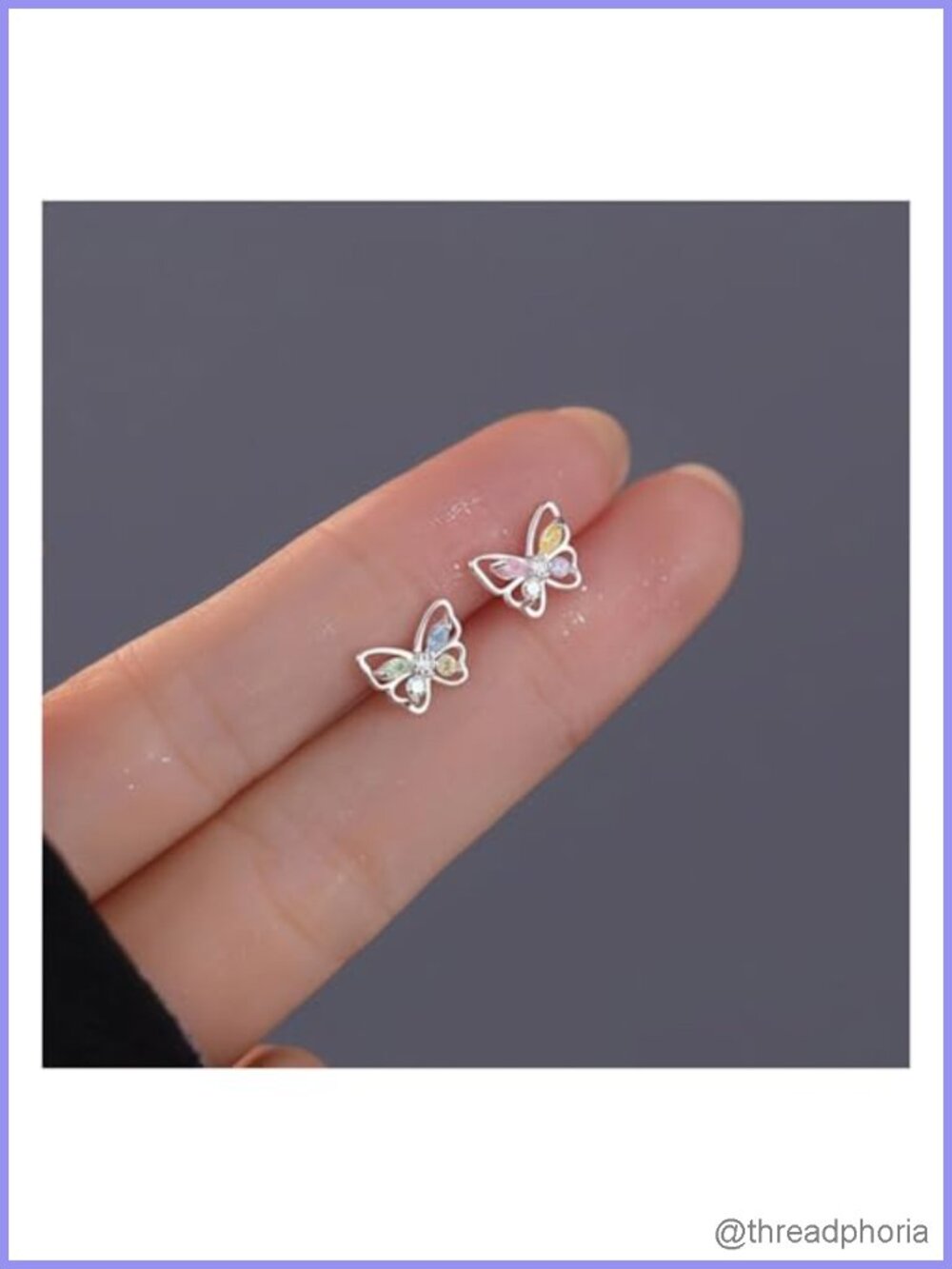 CZ Butterfly Stud Earrings Hypoallergenic Huggie Hoop Jewelry Gift for Women